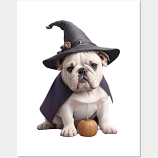 Cute Bulldog Witch Posters and Art